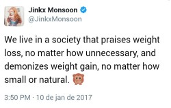 pinecones:  the-last-snow-elf:  trixiemonsoon: they’re always spilling some good tea THANK YOU.   even though i’m happy for others who lose weight, this is still an important thing to keep in mind. on the news this woman was like 270 something and