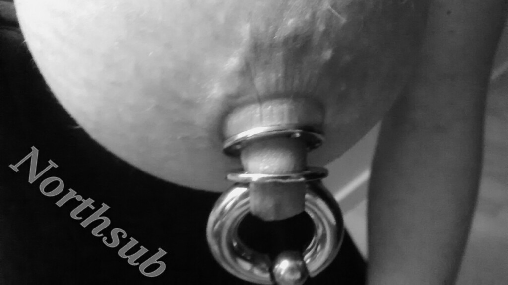 northsub:  Today was play day with my Master! Nicely tied up and stretched nipples