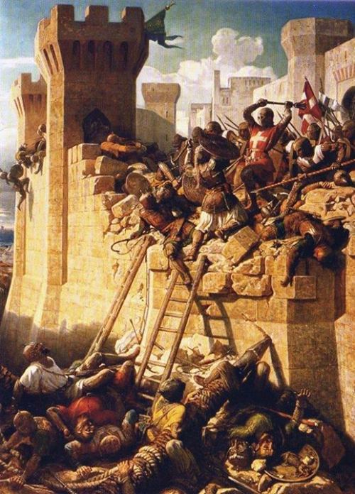 sakrogoat:Dominique-Louis-Féréol Papety - The Siege of Acre. The Hospitalier Master Mathieu de Clerm