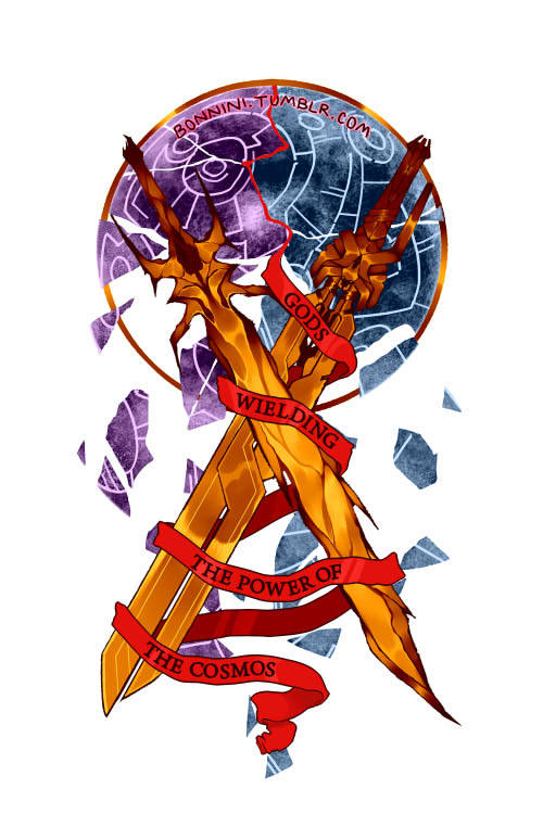 bonnini:A simple Megop design I’m quite proud of :D I had to force myself to keep it free from flowery stuff flowing everywhere :’’) I might print one of these on stuff and even put them both on Redbubble once I manage to overcome my laziness and
