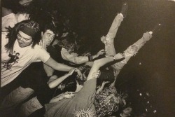 mrsfadedglory:Kurt Cobain’s special stage dive appearance during Mudhoney at the Croc, 1992 Photo by Charles Peterson