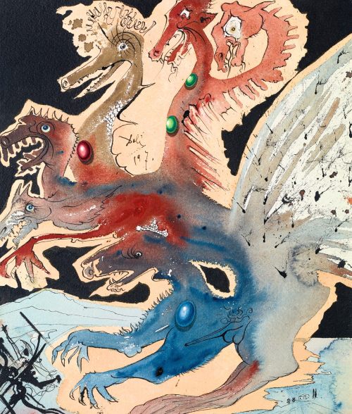 Ochyming:   Salvador Dalí  1904-1989  Scylla Et Charybde, 1970  Gouache, Watercolour