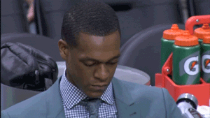 prettyboyshyflizzy:  buzzfeedsports:  The exact moment Rajon Rondo realizes his team sucks.  💀💀💀😂😂