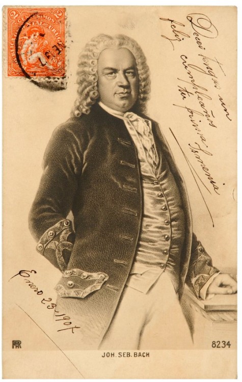 1714-konzertmeister:  Johann Sebastian Bach Postcard. (1907) A girl I used to know is in Leipzig, Ge