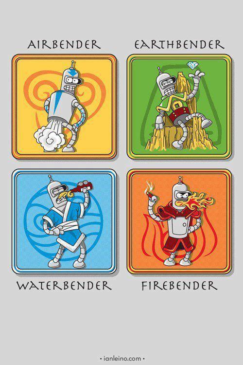 futubandera:  Bender, el señor de los cuatro elementos.