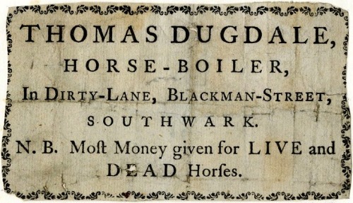 heracliteanfire: Trade card of Thomas Dugdale, Horse-Boiler. (via British Museum)