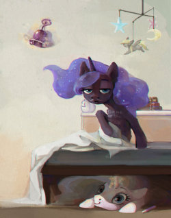 negativefade:  themlpnetwork:  Who sleeps in the middle of the day? by Nayshi-Erol  pfft  hahaha, that lurking Tiaface is amazing