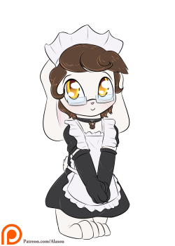 alasou:  I BET YOU DIDN’T SEE THAT ONE COMING! MY SONA IN A FRENCH MAID DRESS IN A WEEK FULL OF CUTE PONIES! (I really hope you like it because they voted on patreon a full week of him for next week…)   Aww, lookit the cuteness! &lt;3