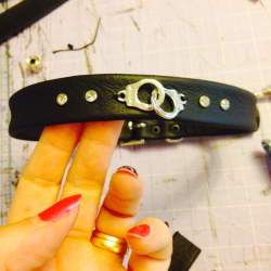 bdsmbeautifullybound:  A pretty cuff collar ready to go. PM me if you are interested.