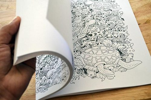  Coloring Book For Adults Titled ‘Doodle Invasion’By:  Kerby RosanesYou can buy this incredible bo