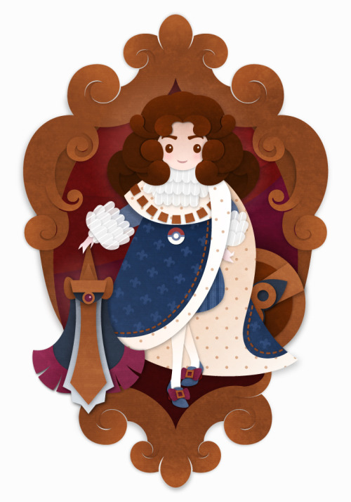 This portrait of Louis XIV utilizes his alliance with aegislash to assert his right to be king. Mari