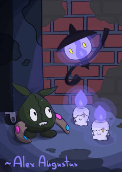 augustusarts:   Little Lights in a Little Dark Alley Look at me, trying some stuff with lighting and such.So here’s Trubbish meeting some ghosts who came to brighten its night!Do NOT use this anywhere without my permission! Do NOT remove the source!