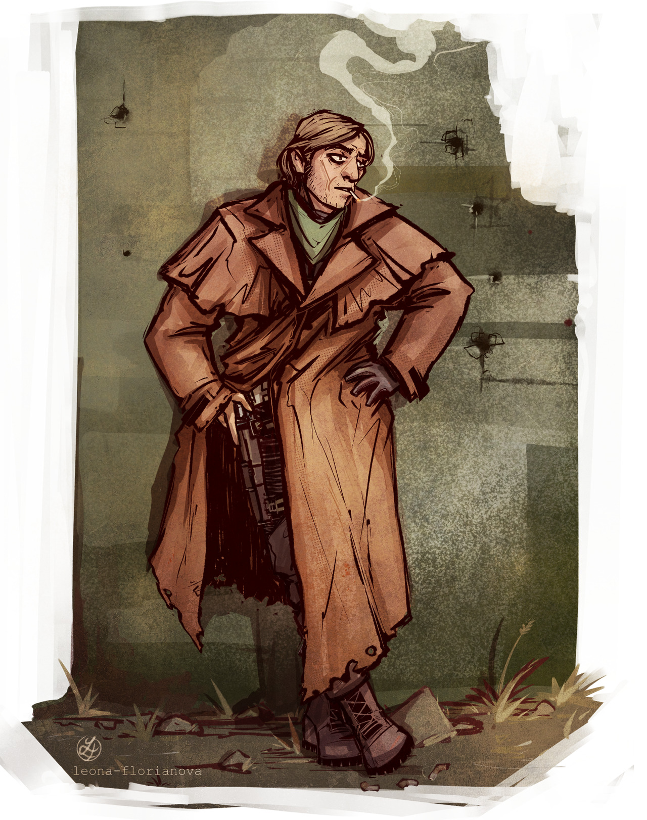 leona-florianova:  *A neo-military field agent awaits his next task, taking his time