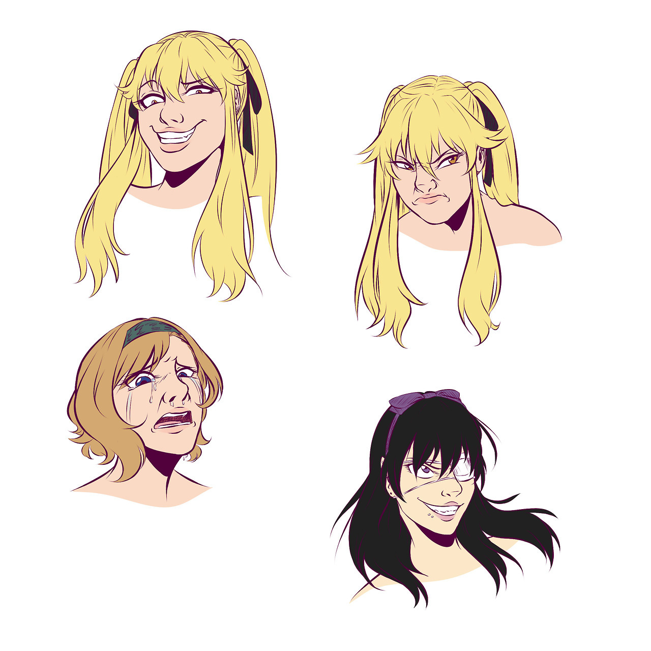 cute-anonyme-art:Tried some expression practice with some Kakegurui girls. Idk how