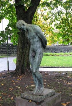 boysnmenart:  Male Nude - Bergen, Norway. Photo taken October 2008. This bronze is in front of the Opera House.                     