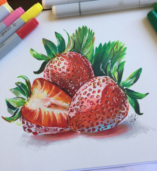 Strawberries drawn with Copics during last week’s episode of The Art Bastards. (Also sorry guys I wo