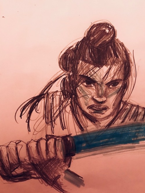 This was mostly just to get into the swing of drawing again but here’s Rey looking angry with a ligh