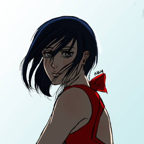 n-k-y:Messy but summery Mikasa in a backless dress because she is a Queen - and I pathetically worsh