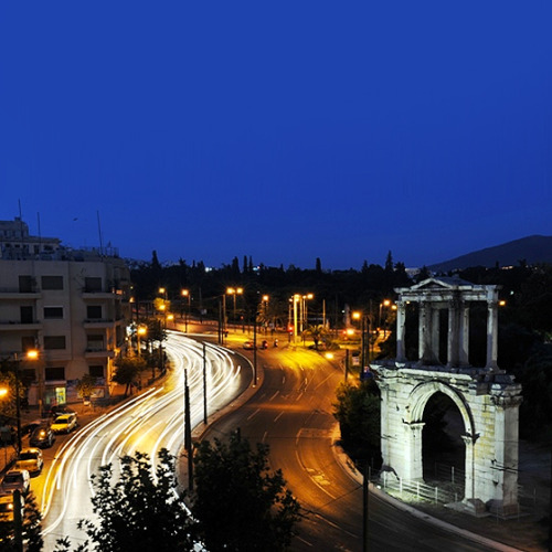 Athens from dusk to dawn:The Parthenon alight at dawnAcropolis Museum The Arch of Hadrian at duskOur