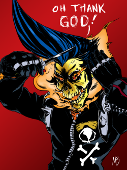 Jp As A Ghost Rider Expressing Relief That His Hairdo Survived His Transformation.