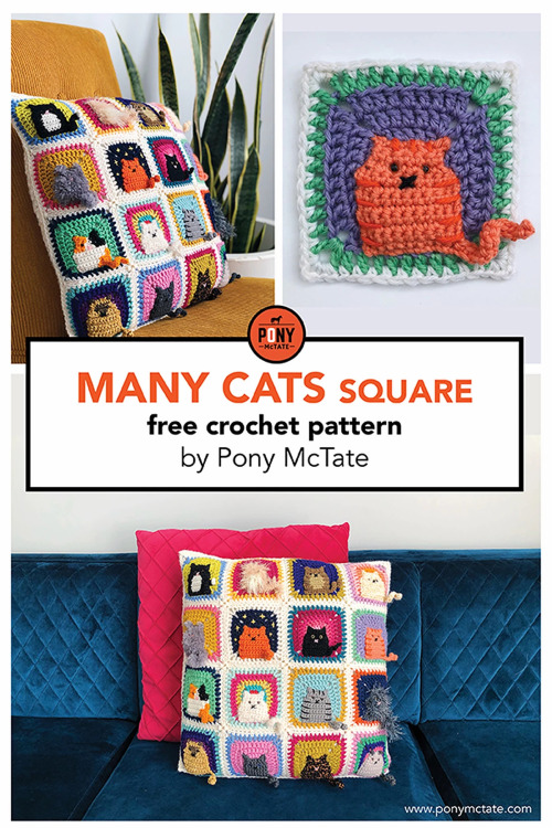 Many Cats Square Free Crochet PatternI’ve seen this pillow all over the internet, but I’ve never see