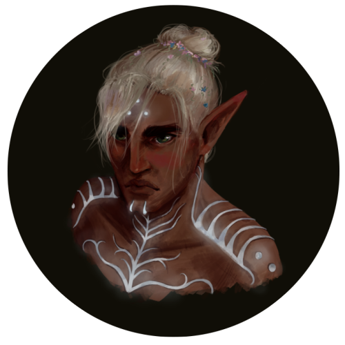 stupid-fuqin-name:Merrill put these flowers in his hairHe lowkey loves it but wont admit