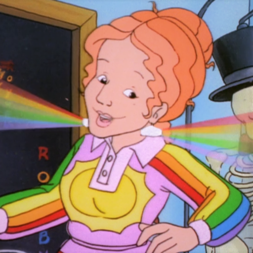 comicstore: gangviolentz: ms frizzle wearing the original gay pride colors she’s voiced by lily toml