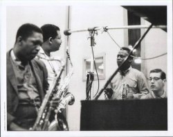 themaninthegreenshirt:  On this day [2nd March] in 1959 Miles Davis began recording ‘Kind of Blue’   Miles Davis — trumpet  Julian “Cannonball” Adderley — alto saxophone  John Coltrane — tenor saxophone  Bill Evans / Wynton Kelly —