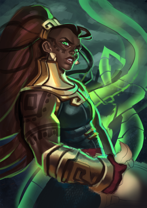 raspbeary:a messy illaoi paint! (4th time uploading!!! I hate this website!!!!)