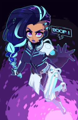 sugaryrainbow: Cyberspace Sombra print for Metrocon! I’m finally free of the Overwatch Void™ Twitter 