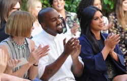 wanna-be-kardashian:  October 20th, 2015 - Kim, Kanye and Anna at the Vogue Fashion Fund Show in LA