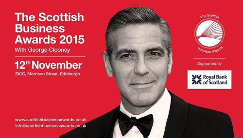 On my way to support nominee Marie Owen at the Scottish Business Awards. Oh, and George Clooney&