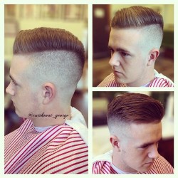 imonkeyaround:  Awesome haircut to do, thanks again @shay_mcgarvey ! #disconnected #pomp #pompadour #psychobilly #rockabilly #slick #skinfade #fade #bestoftheday #cutoftheday #menshaircut #menshair #haircut #taper #ukbarber #traineebarber #juniorbarber