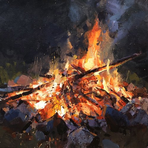 TAD RETZBonfireAcrylic9″ x 9″