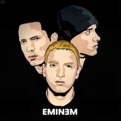 yeezuswalks-withme:  home-of-hip-hop:  clone on the left  Eminem, Marshall Mathers &amp; Slim Shady 