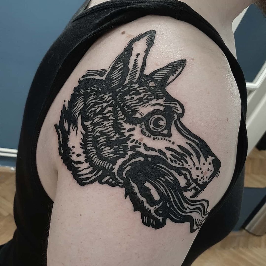 LigAnj's Grindustry // Wolf tattoo, design from one of the best albums...