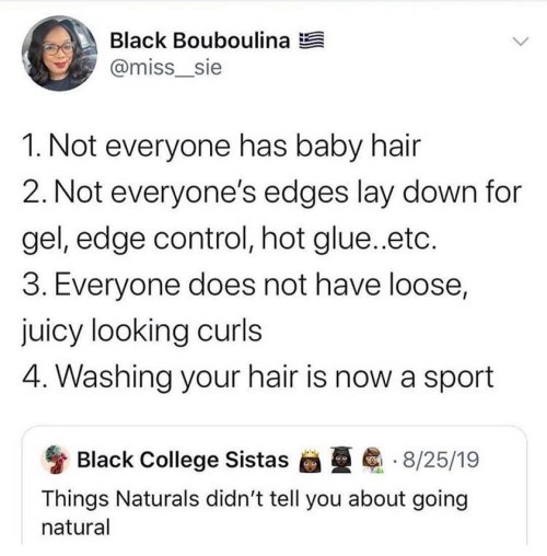 My edges def don’t lay down even if I use a tub of edge control and I def don’t have loose curls — 