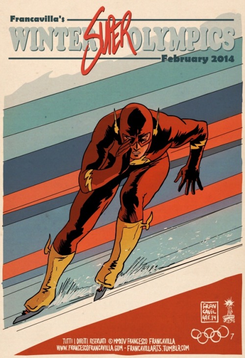 francavillarts:  Winter Super OlympicsSKI JUMPING Feat. BATMAN Concept/Art by Francesco Francavilla Day 8! :) This is it! For now anyway: will be adding new heroes and events next time the Olympics are around (or maybe earlier than that ;)) Meanwhile