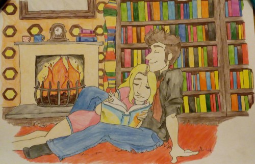 ifheavenllhaveme: Cuddles in the library. This took three days to complete and I’m so proud of
