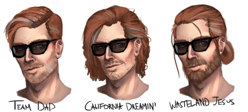 its-sixxers:Messing around with possible hairstyles + random facial hair for a post-Railroad ending 