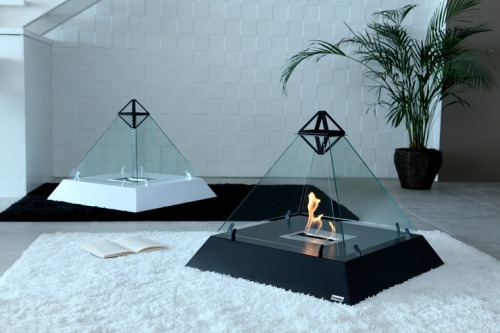STYLISH PYRAMID SHAPED FIREPLACE BY BIOKAMINO