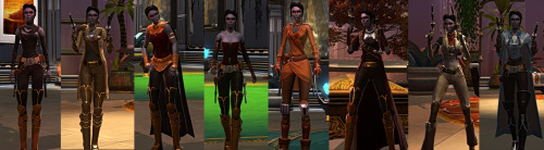 Outfit reference for some of my SWTOR characters, because why the hell not. Class and spec on each o