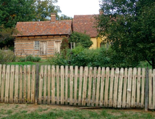 Clapboard House With a Log House Extension, Wooden Fence, Old Salem, Winston-Salem, North Carolina, 