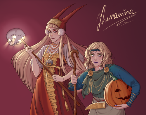 zhurawina: Baba Yaga and Louhi wish you a happy Halloween Day 14 - Freeday.@hetaween-hetaliaevent Wo