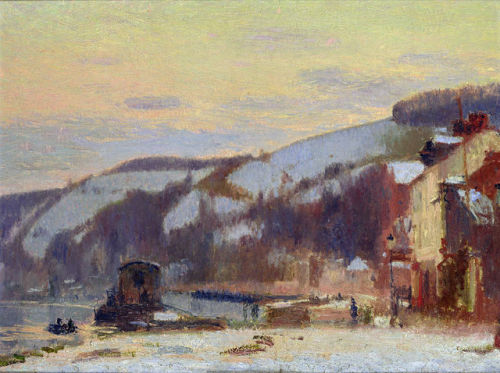  Hillside at Croisset under Snow  -  Joseph Delattre (1958-1912)ImpressionismL'ecole de Rouen