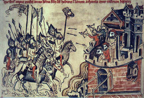 A miniature depicting Battle of Liegnitz (9th April 1241)A battle between invading Mongol army and m