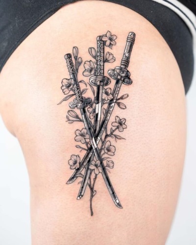 Zoros Swords First tattoo done by Kalin Zhao at Skin and Soul in  Bellevue WA  rAnimetattoos