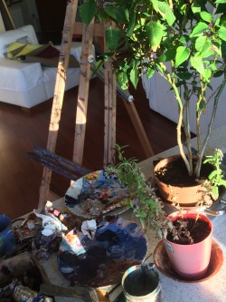 paleangeltears: My favourite place to be is the grandma’s workplace. I love how she arranges color tubes, brushes and plants with the beautiful 6 pm sunlight to create this beautiful scenery. 