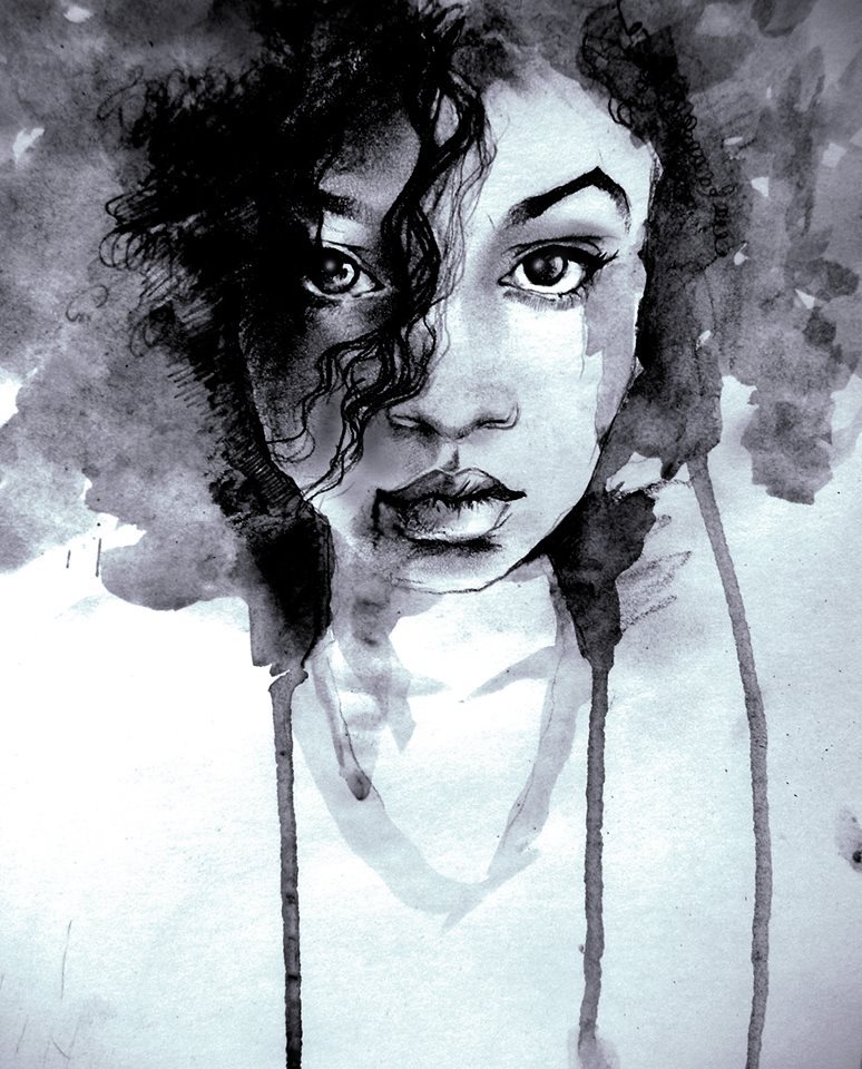 fyblackwomenart:  Her Reticent Beauty (Natural Hair)  by Baddguyryry 