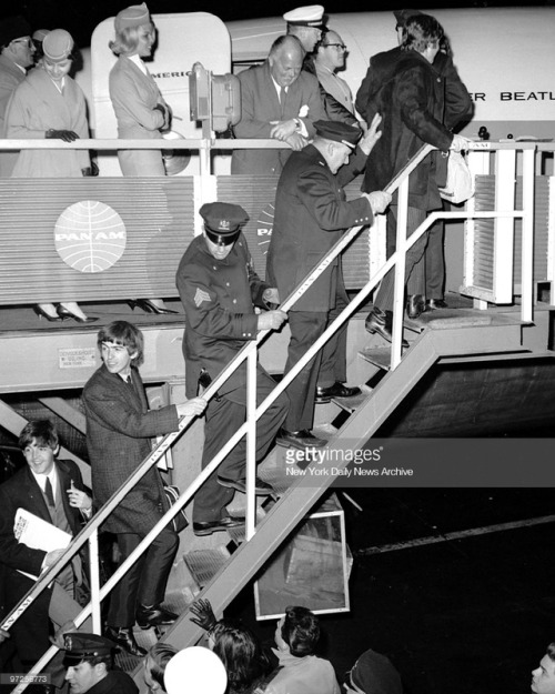 the-cosmic-empire: The Beatles leaving the US for London from Kennedy Airport on the 21st February 1